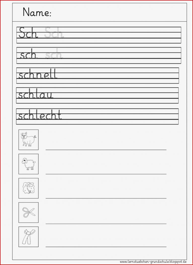 Lernstübchen Sch sch Schreibblätter