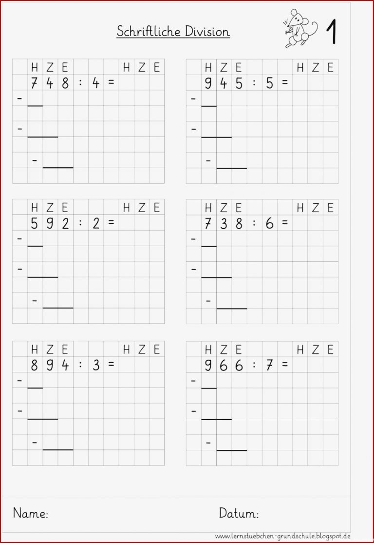 Lernstübchen Schriftliche Division