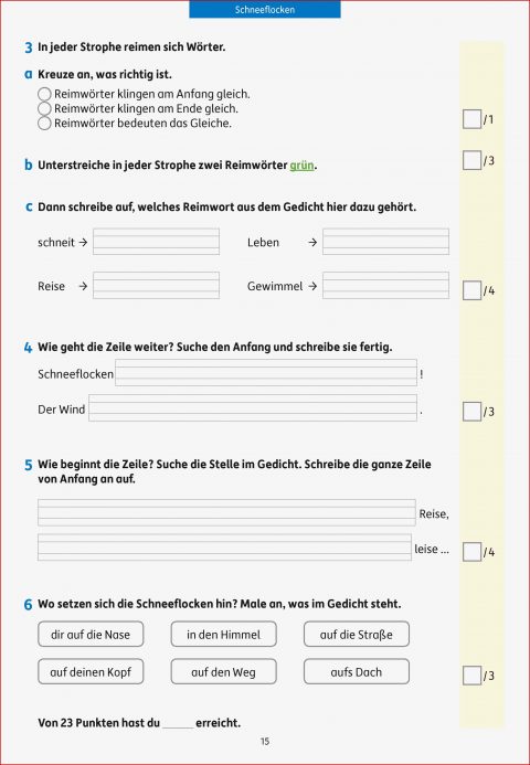 Lernzielkontrolle Deutsch Klasse 2 Lesetest