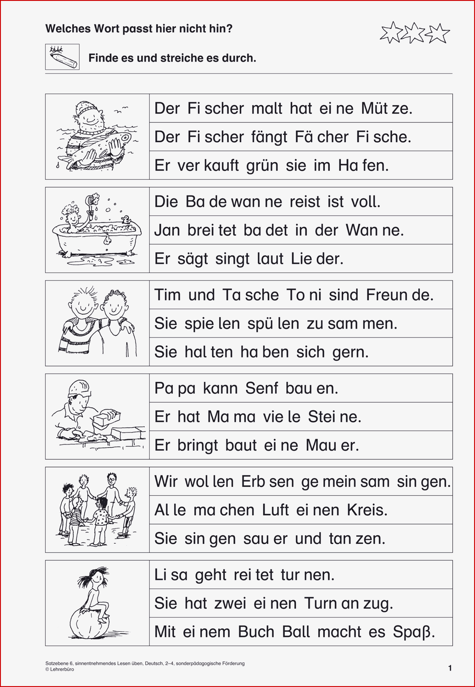 Lesen Lernen 1 Klasse Arbeitsblätter Worksheets