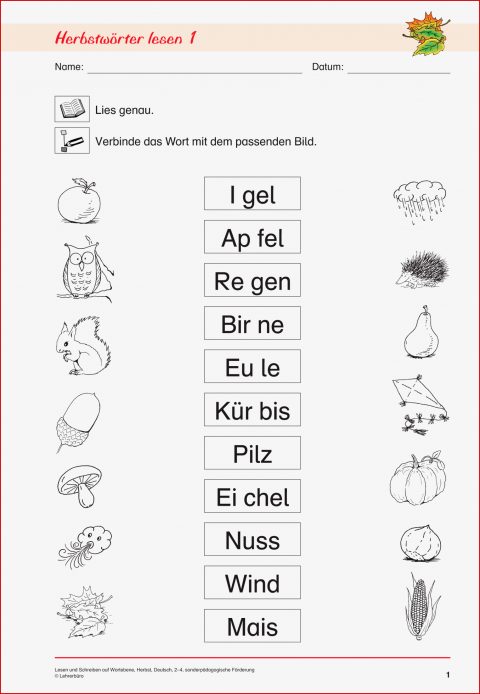 Lesen Und Schreiben Auf Wortebene Herbst Deutsch 2 4