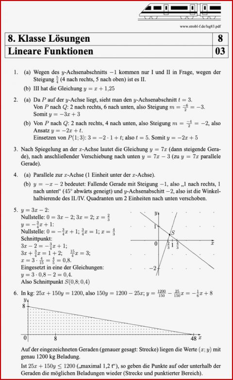 Lineare Funktionen Aufgaben Mit Lösungen