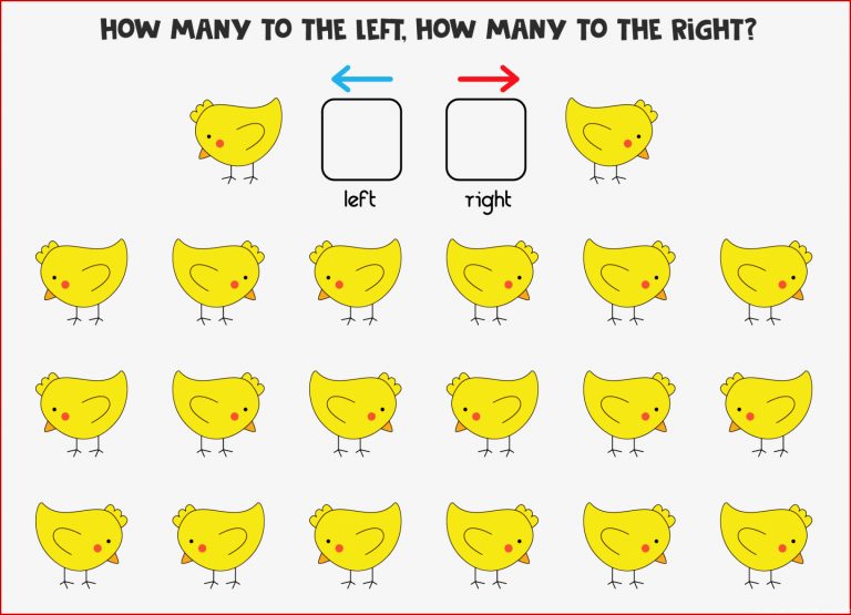 Links oder rechts mit süßem Huhn Logisches Arbeitsblatt