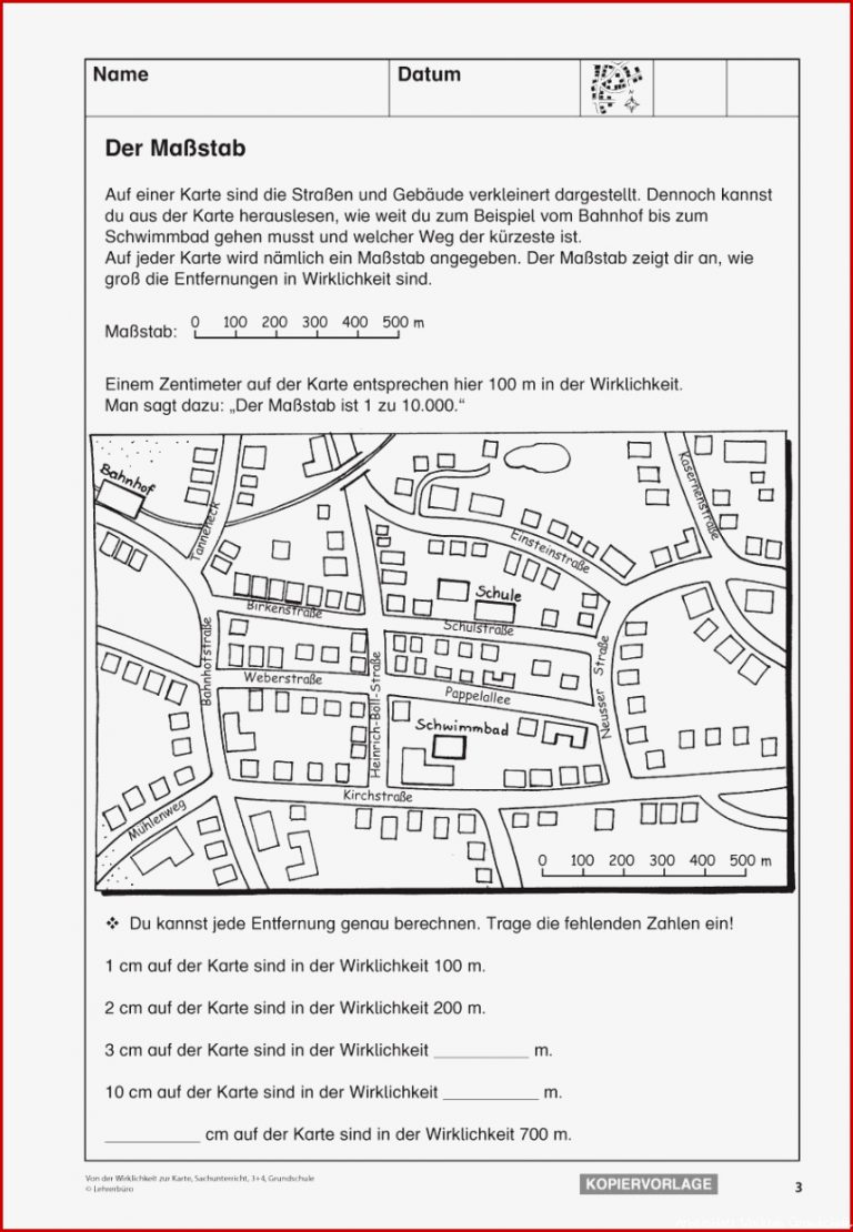 Maßstab Arbeitsblatt Pdf Anika Brinn Grundschule