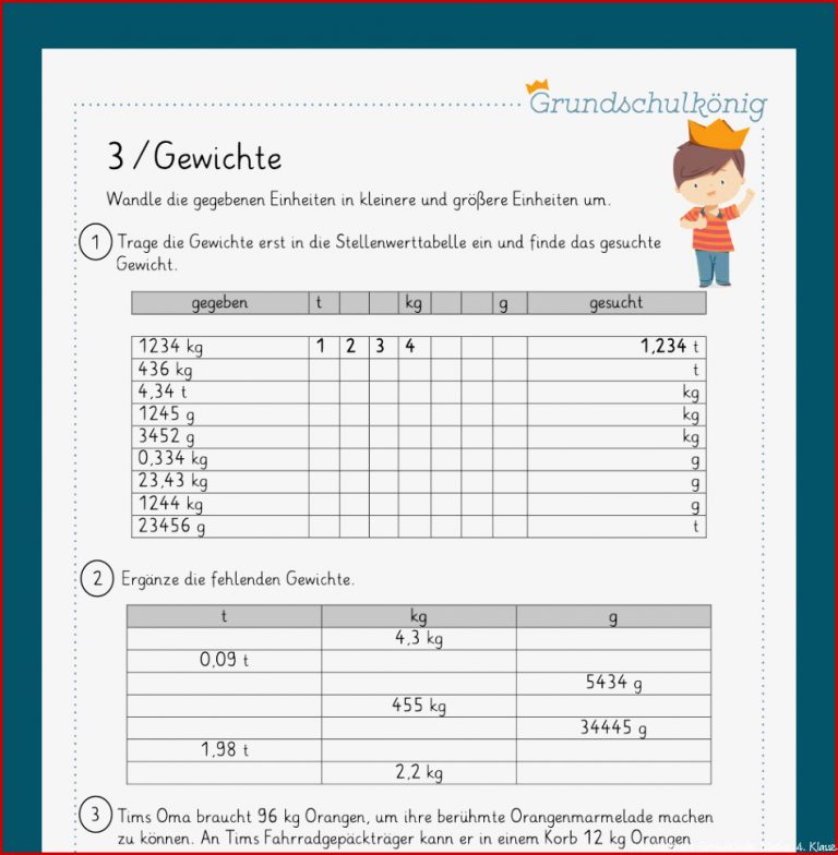 Mathe, 4. Klasse: Wiederholung des Jahresstoffs 2