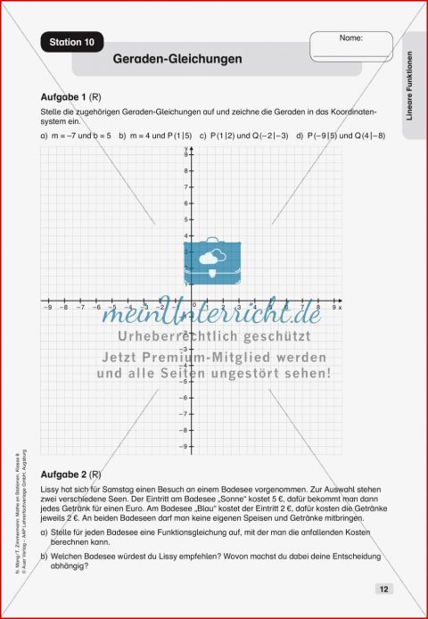 Mathe An Stationen Lineare Funktionen Meinunterricht