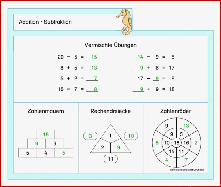 Mathe Arbeitsblätter Dreistellige Addition Und Subtraktion