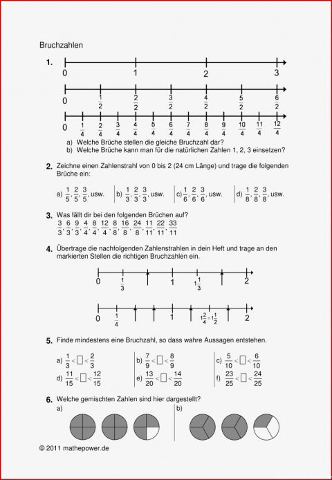 Mathe Arbeitsblätter Klasse 6 Brüche Zahlenstrahl Sharon - Kostenlose ...