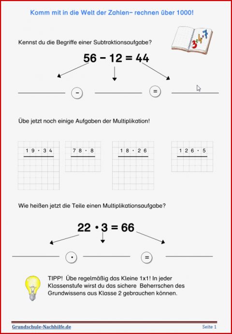 Mathe Arbeitsblatter Klasse 2 Malaufgaben Kostenlose