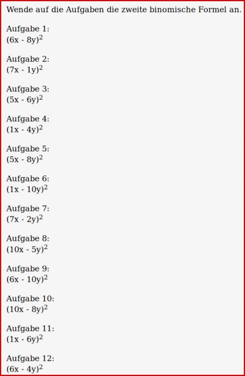 Mathe ist Einfach Arbeitsblatt 2 Binomische formel