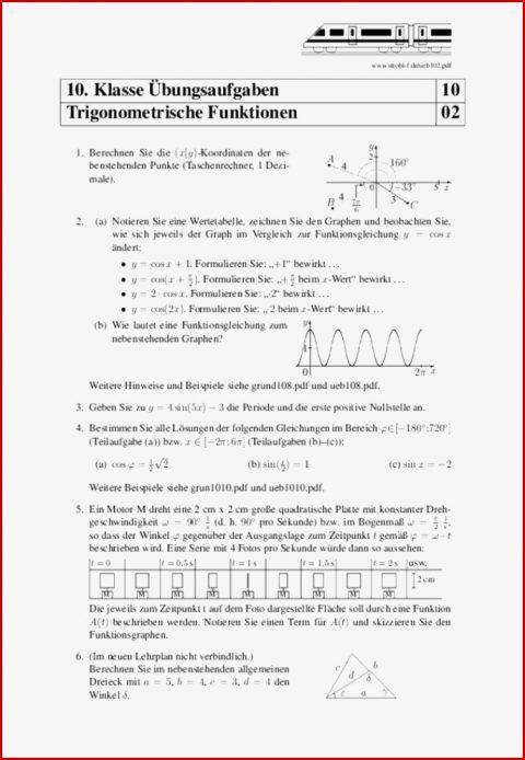 MatheÃ¼bungen Und Matheaufgaben 10. Klasse Mit LÃ¶sungen