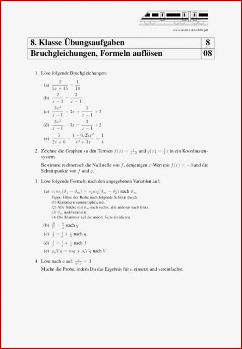 Matheübungen Und Matheaufgaben 8 Klasse Mit Lösungen