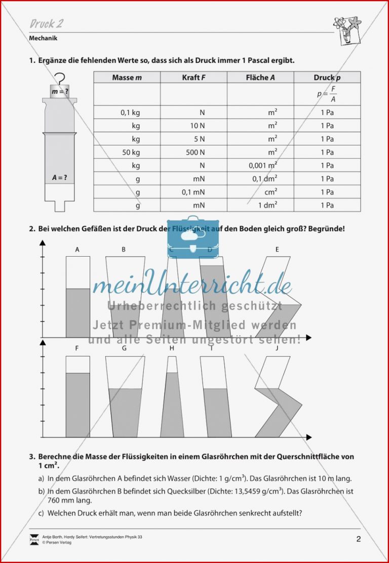 Mechanik Druck meinUnterricht