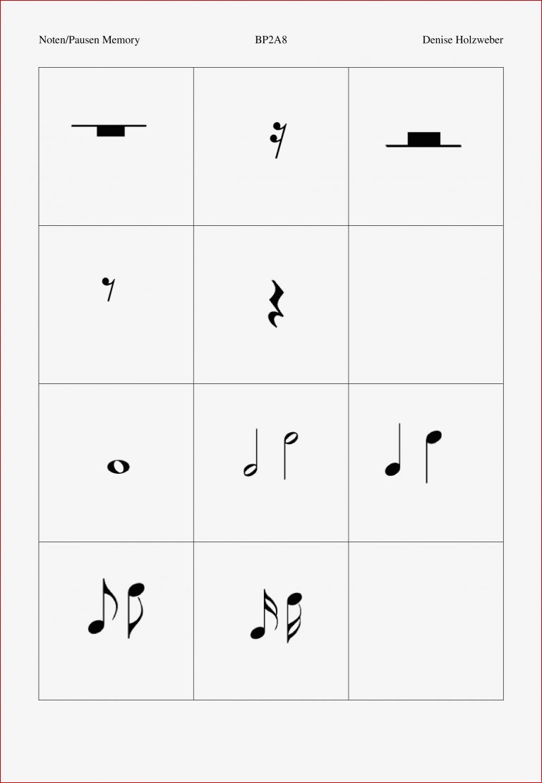 Memory Notenwerte und Pausenwerte
