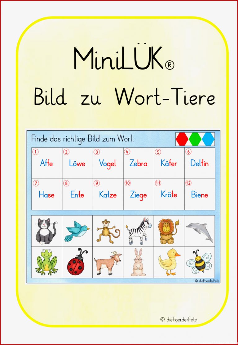 MiniLÜKÂ® - Bild zu Wort - Tiere | Unterrichten, Wort ...