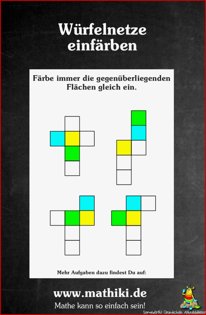 Mit sen Mathe Arbeitsblättern übst Du das Einfärben von