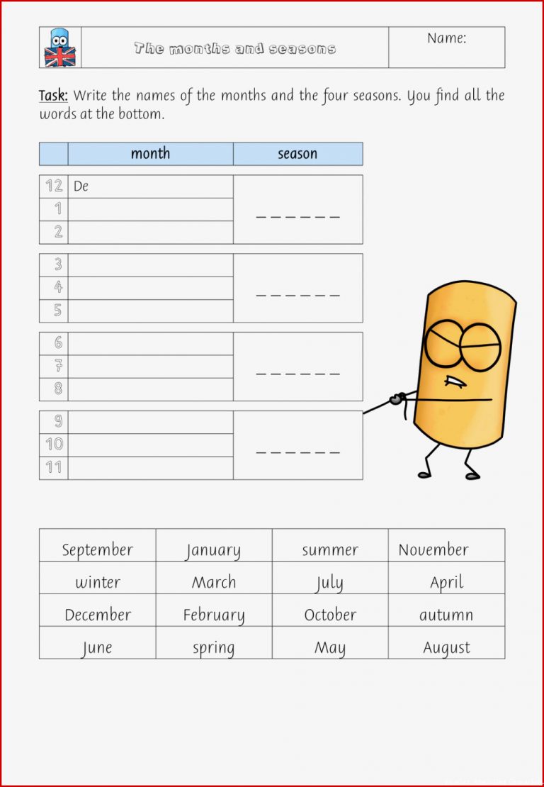 Months and Seasons – Unterrichtsmaterial Im Fach Englisch