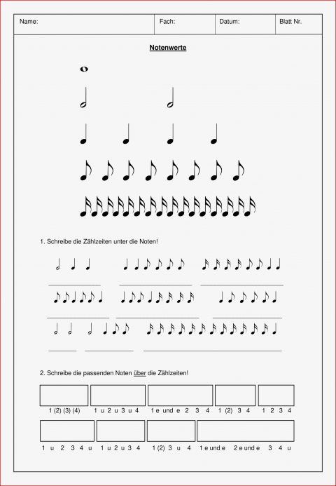 Notenwerte Paket – Unterrichtsmaterial Im Fach Musik In
