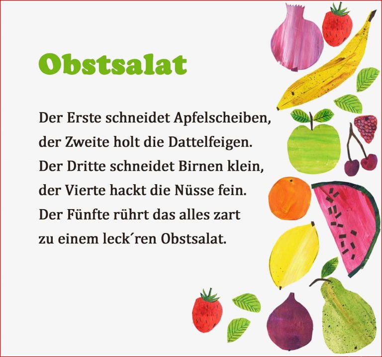 Obstsalat Fingerspiel Gedicht Reim Erzieherin