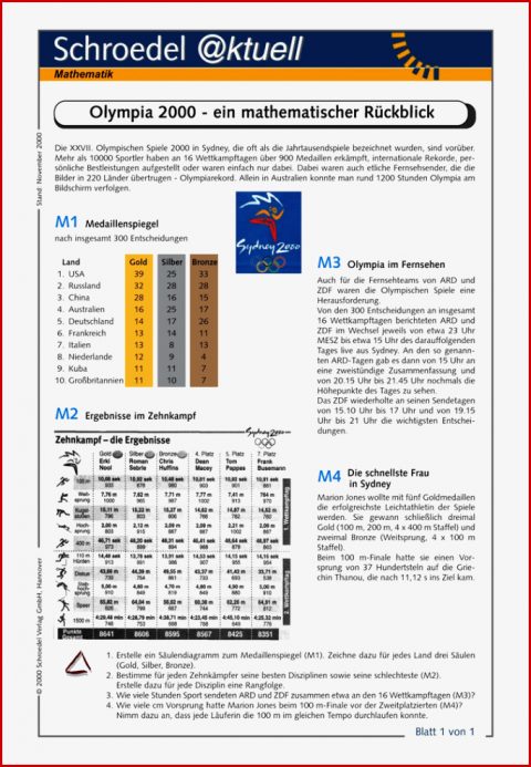 Olympia 2000 Ein Mathematischer Rückblick Ein