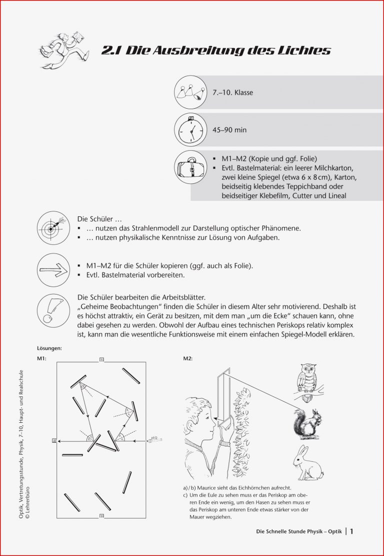 Optik Akustik · Arbeitsblätter · Sekundarstufe I · Lehrerbüro
