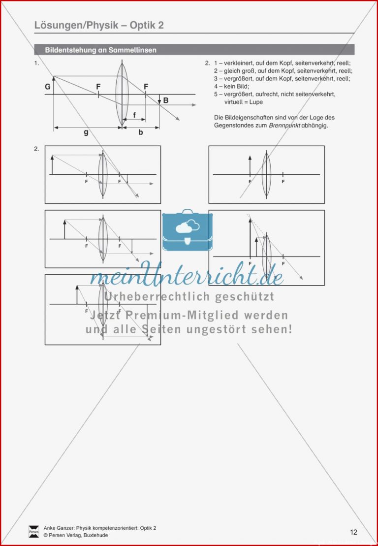 Optik Aufgaben zu Linsen Anwendungsmöglichkeiten