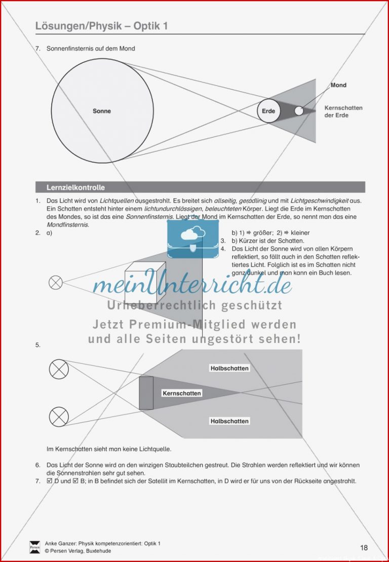 Optik Zusammenhang Zwischen Licht Und Schatten sonnen