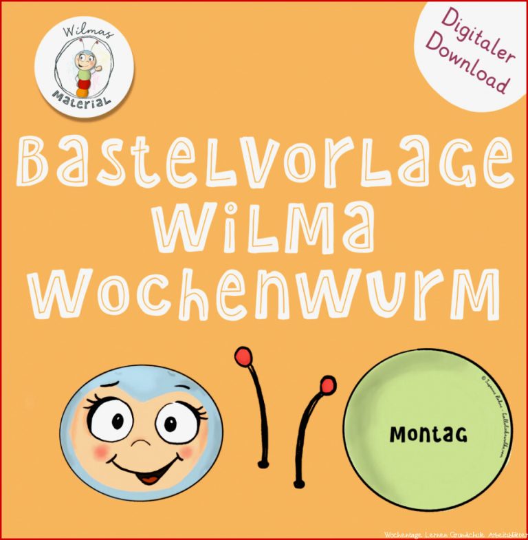 PDF Bastelvorlage Die Wochentage lernen mit Wilma