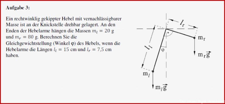 Physik geknickter Hebel im Gleichgewicht