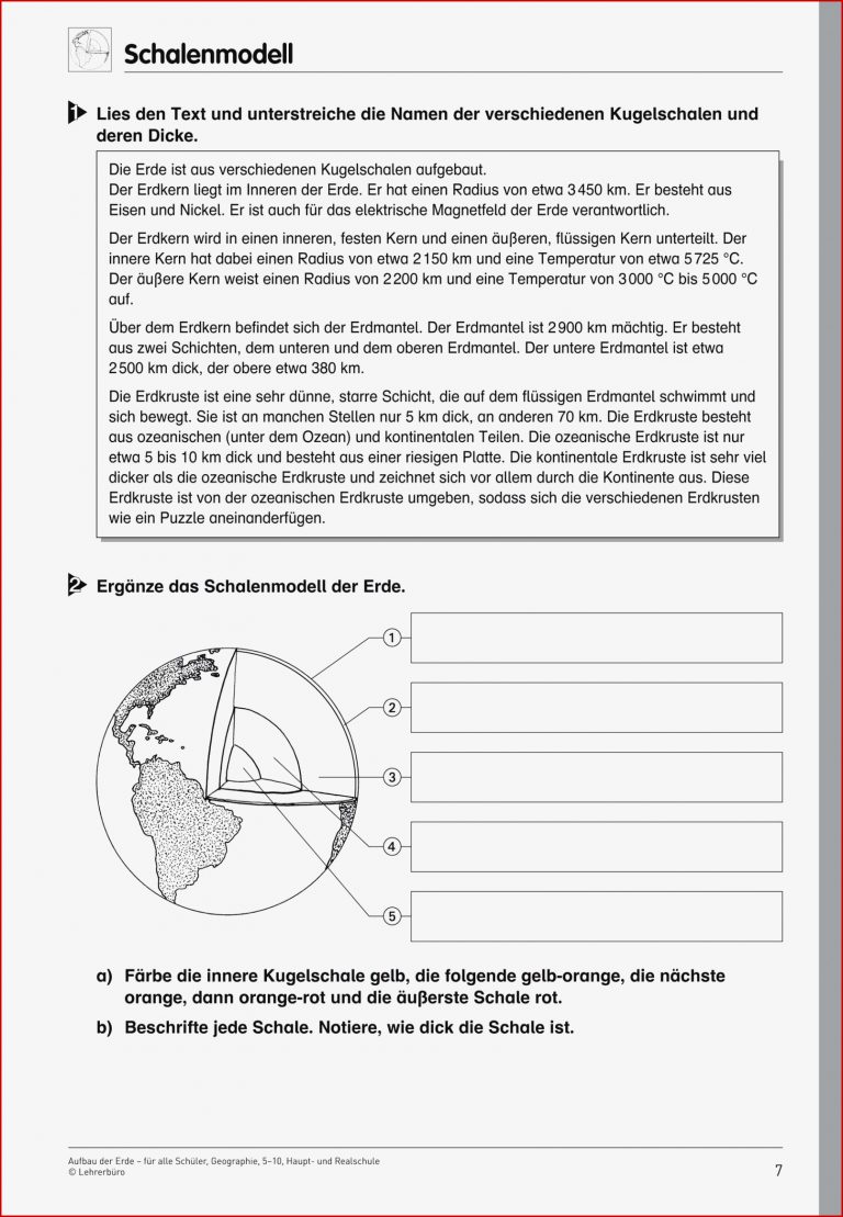 Schalenbau Der Erde Arbeitsblatt – Eaizln