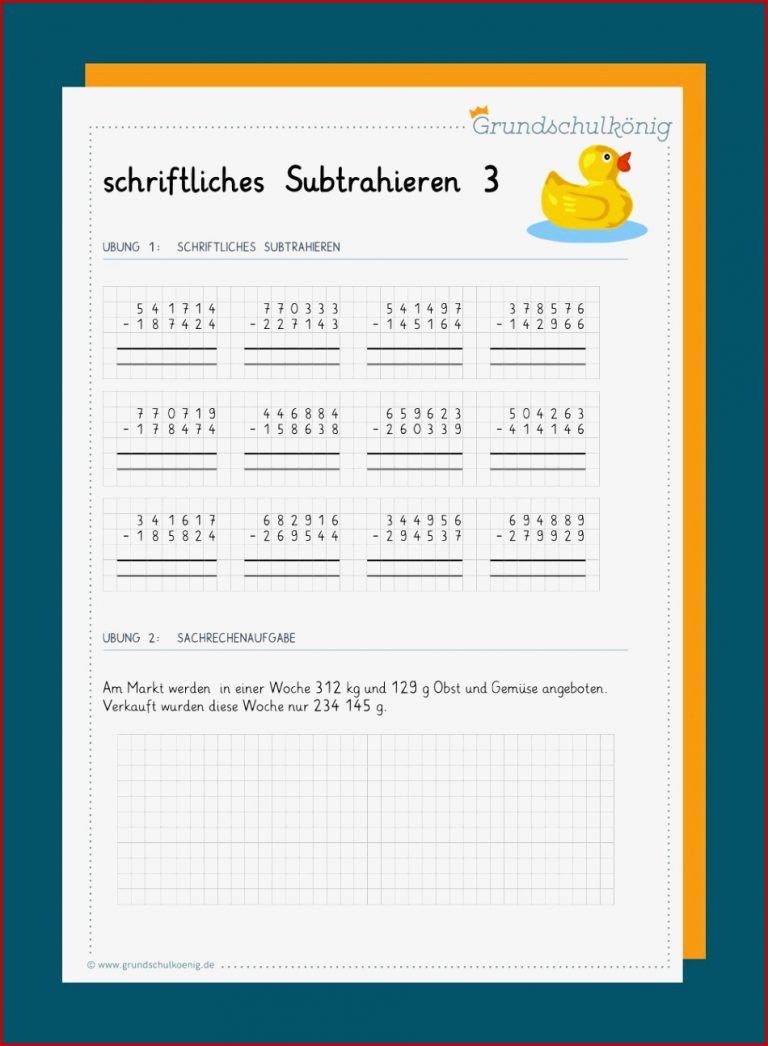 Schriftliche Subtraktion In 2020