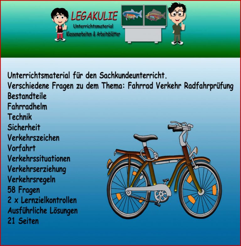 Schulprobe Lernzielkontrolle Fahrrad Verkehr Radfahrprüfung