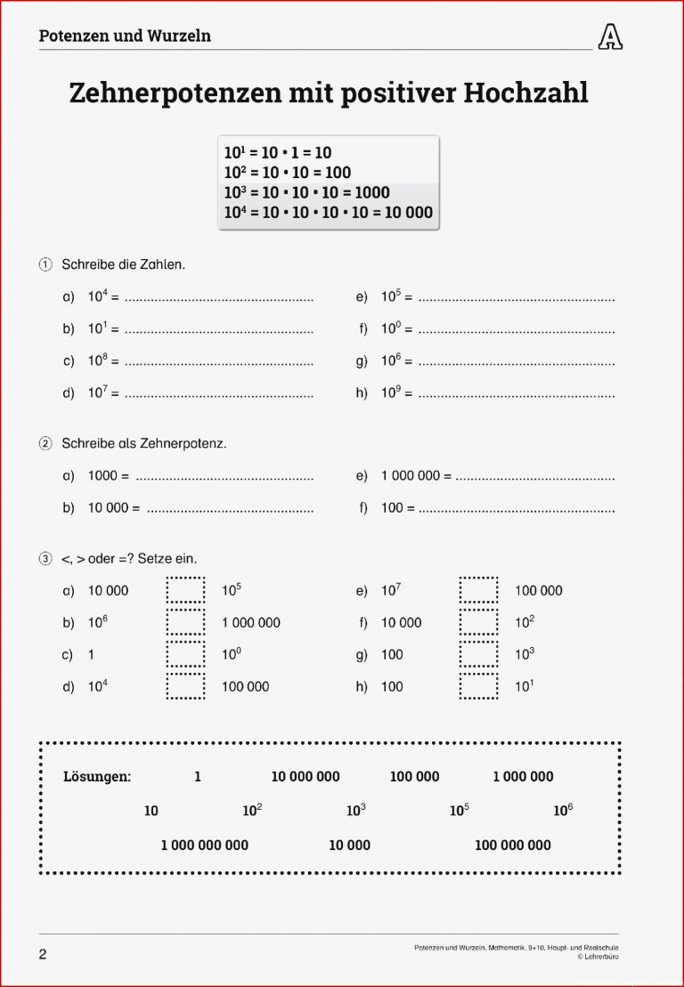 Sekundarstufe I Unterrichtsmaterial Mathematik Potenzen