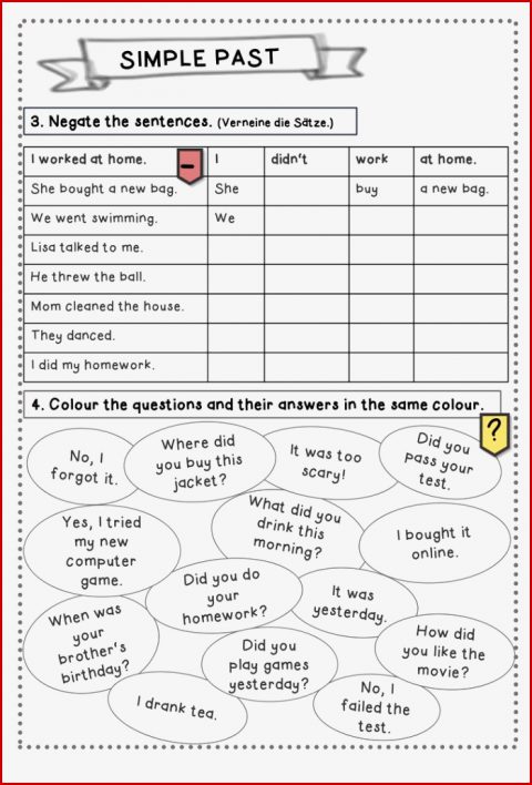 Simple Past Übungen – Unterrichtsmaterial Im Fach Englisch
