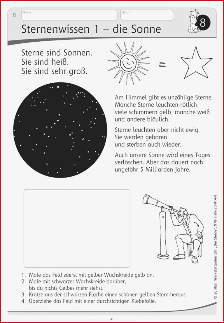 Sonne Mond und Sterne im Unterricht Der SCHUBI BLOG