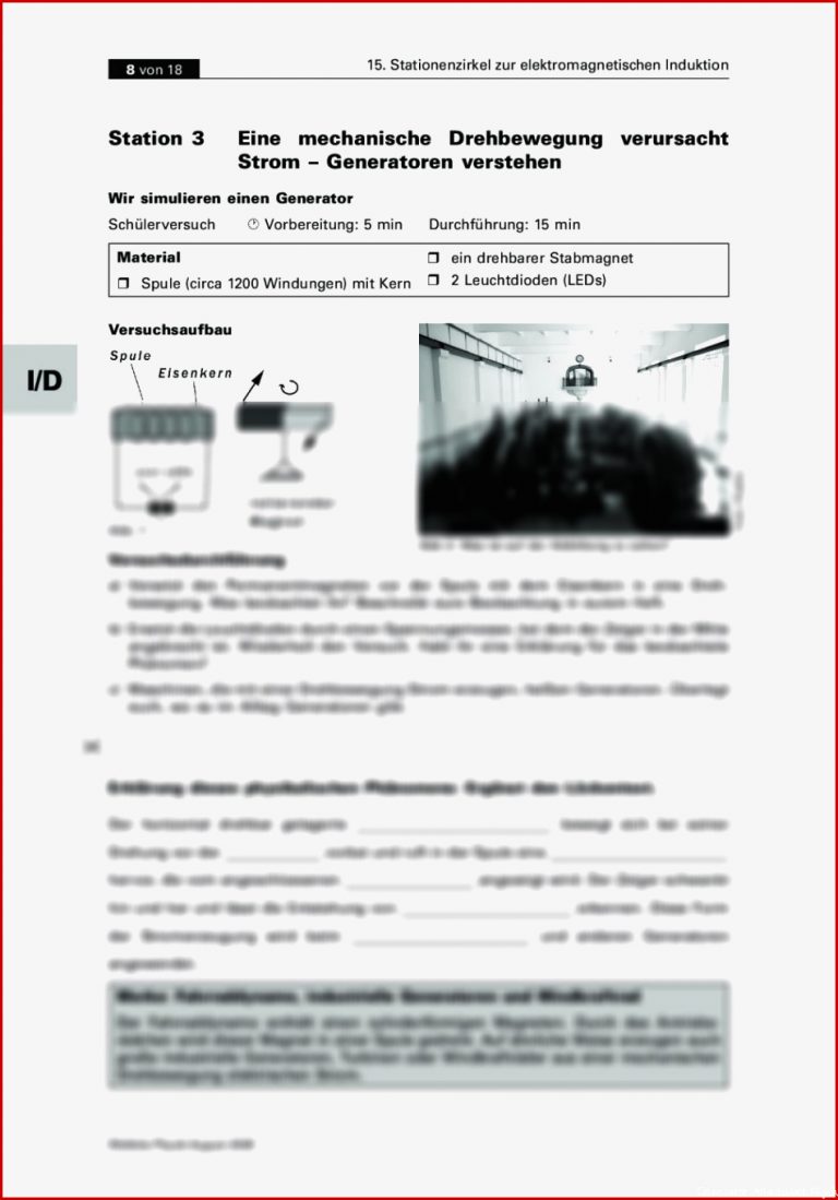 Stationenzirkel Zur Elektromagnetischen Induktion – Den