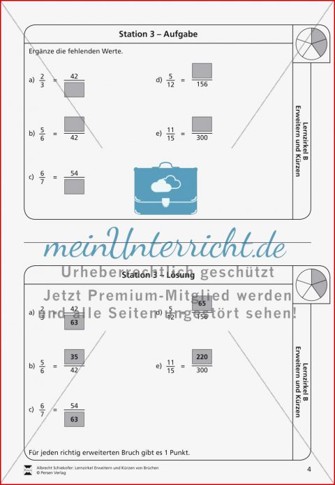 Stationsarbeit Brüche Erweitern Und Kürzen