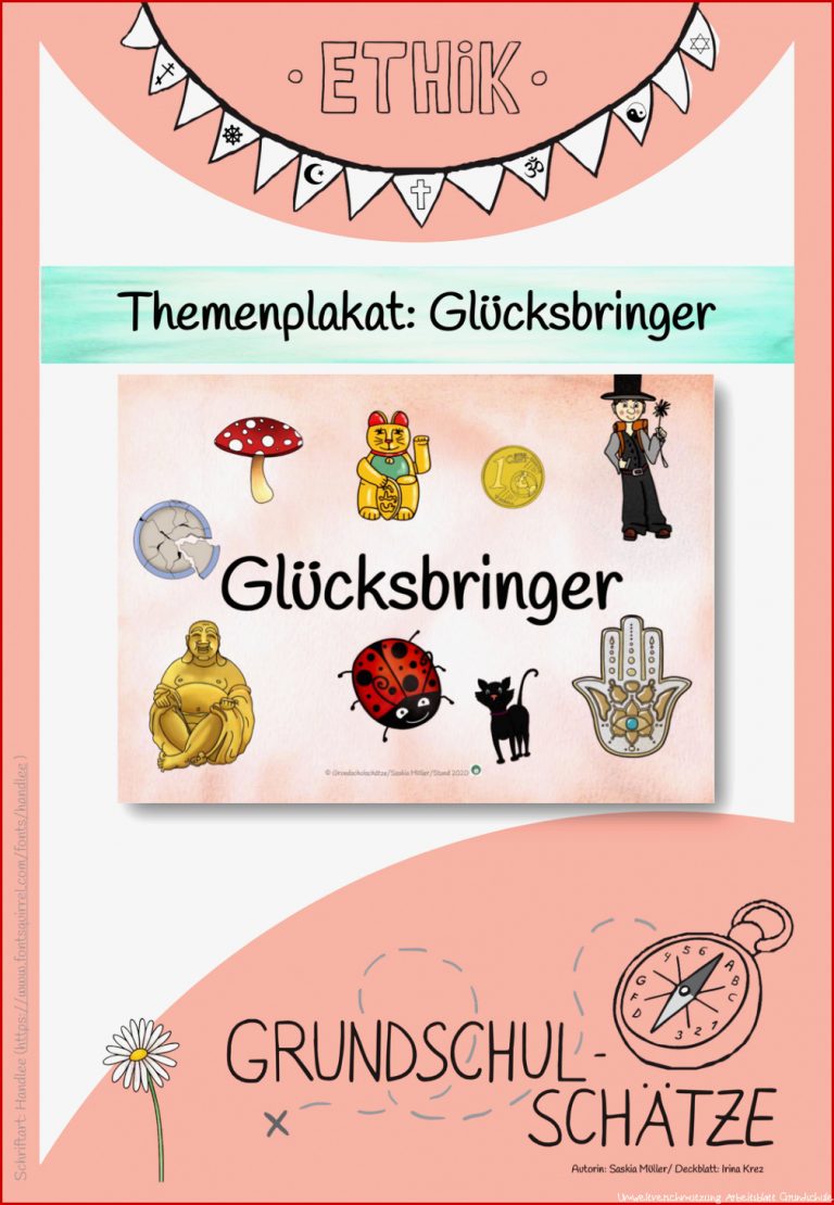 Themenplakat Glücksbringer Ethikunterricht Grundschule