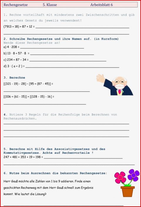 Übungsblatt Zu Rechengesetze