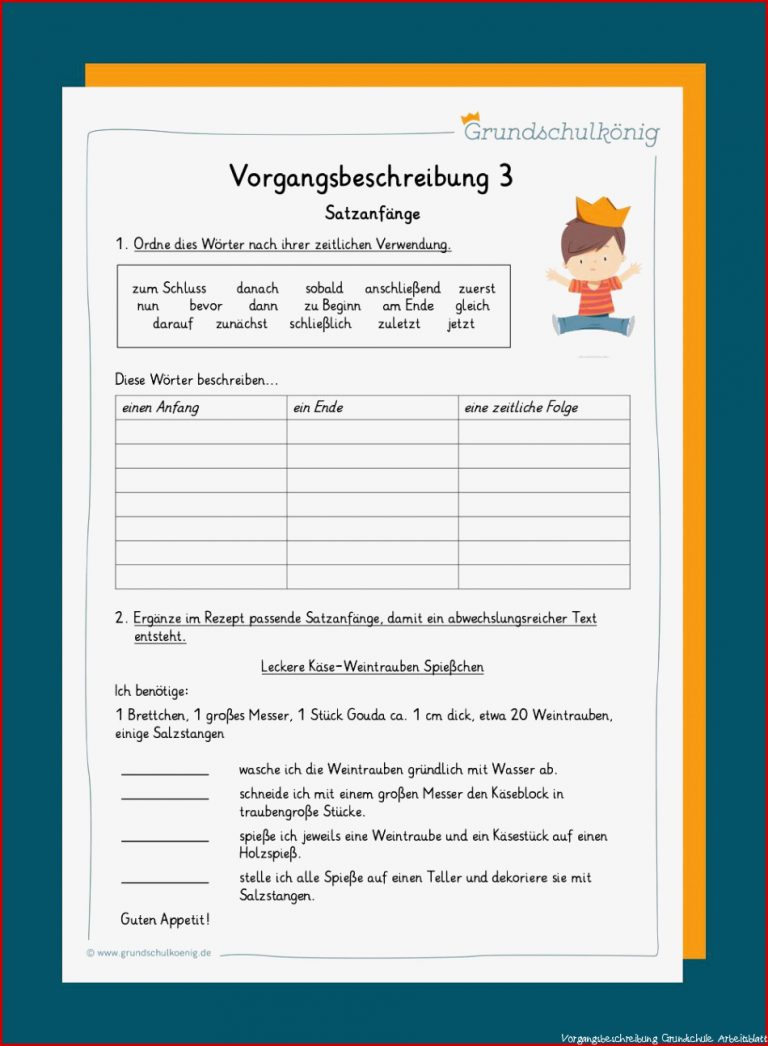 Vorgangsbeschreibung Arbeitsblatt
 Überraschen Vorgangsbeschreibung Grundschule Arbeitsblatt 2022 Update