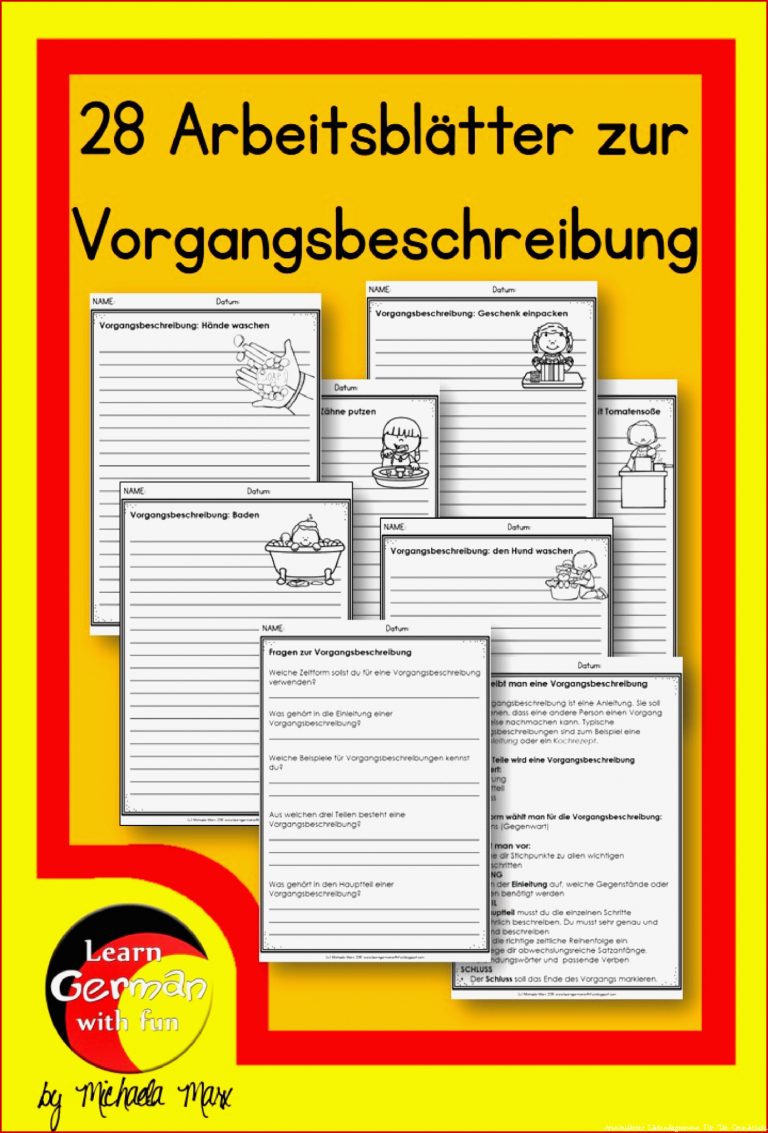 Vorgangsbeschreibung Arbeitsblätter für Grundschule