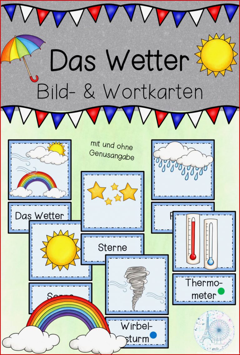 Wetter Bild & und Wortkarten – Unterrichtsmaterial im