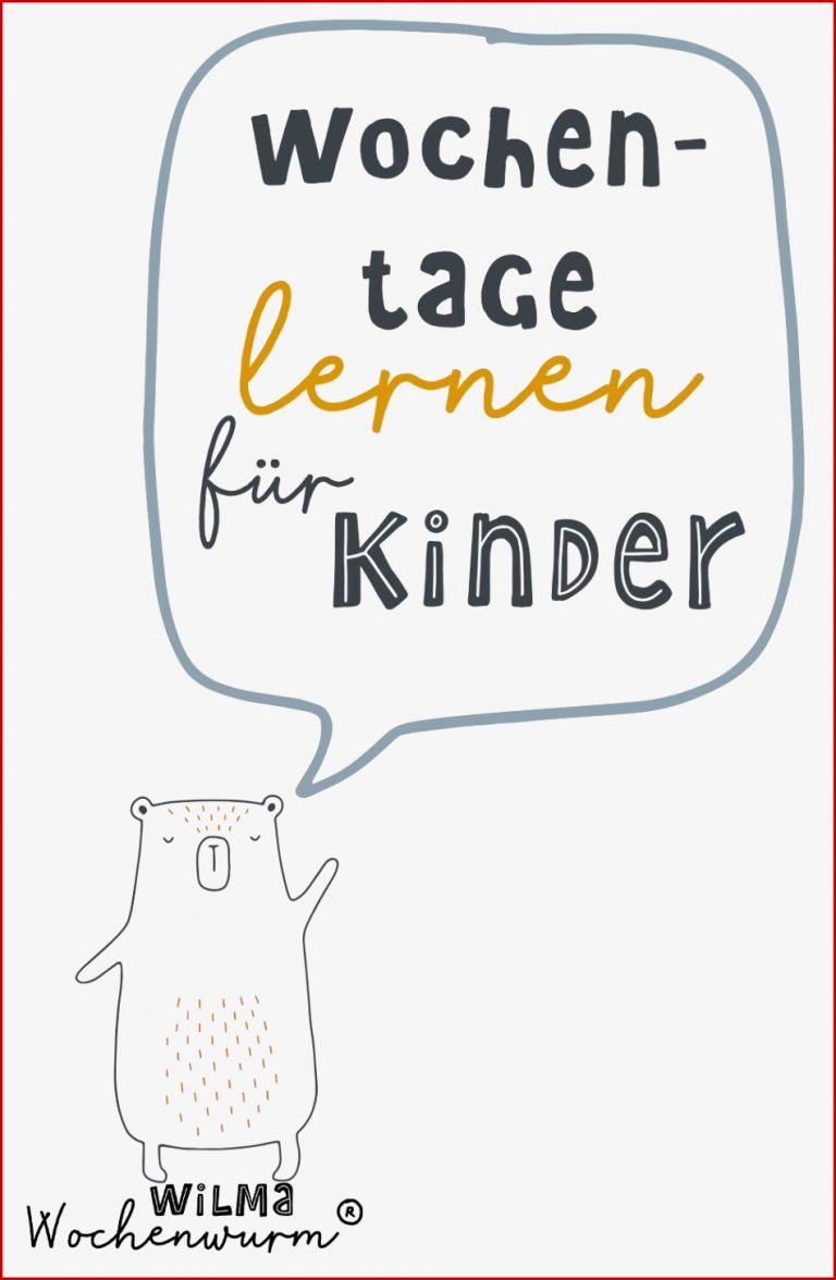 Wochentage lernen für Kinder im Kindergarten und