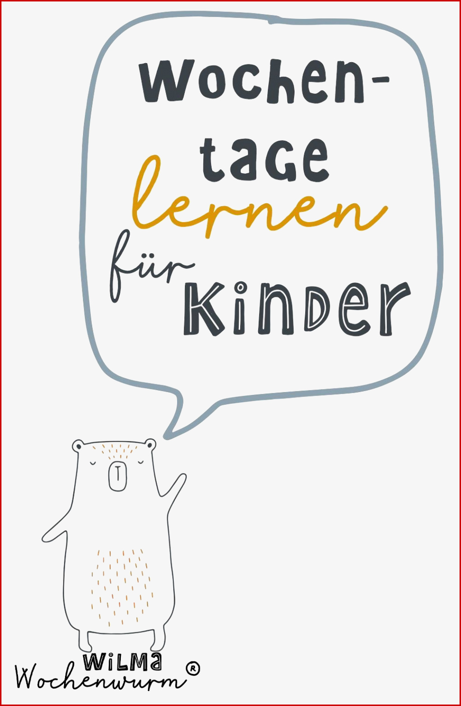 Wochentage Lernen Für Kinder Im Kindergarten Und