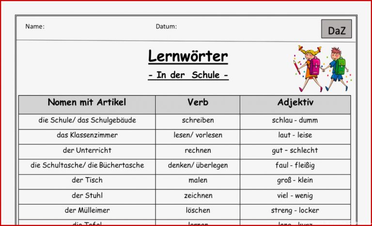 Wortarten Erkennen Arbeitsblatt Carl Winslow Grundschule