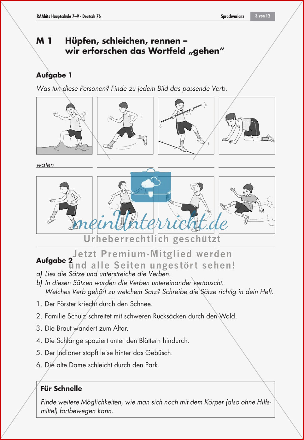 Wortfeld "gehen" Meinunterricht