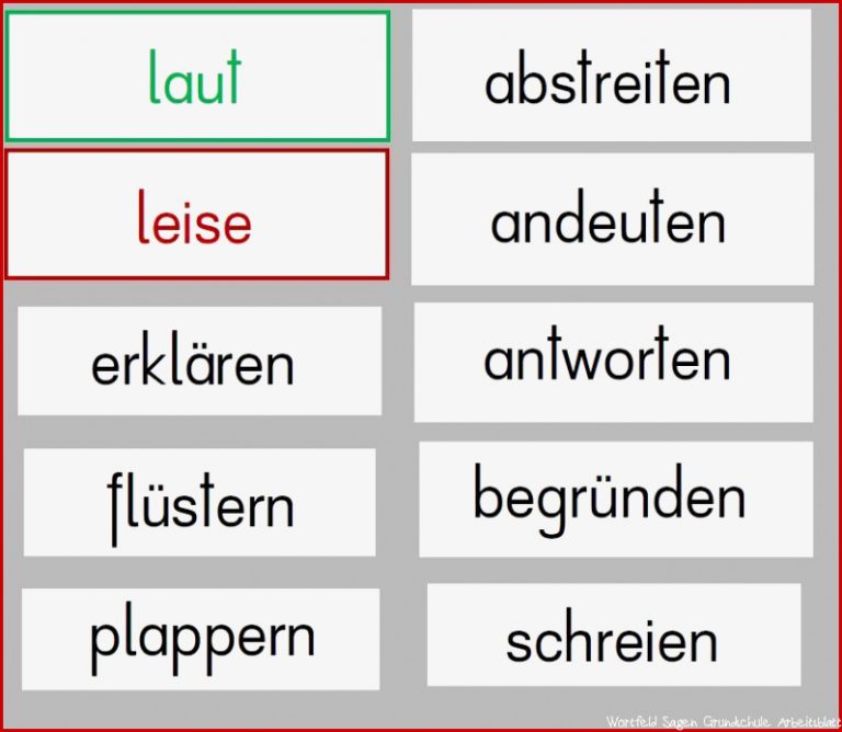 Wortfeld Sagen Leise