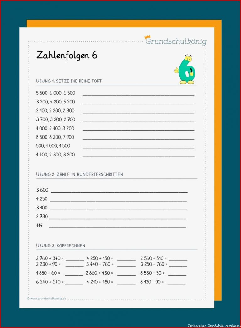 Zahlenreihen Zahlenfolgen im Zahlenraum 10 000